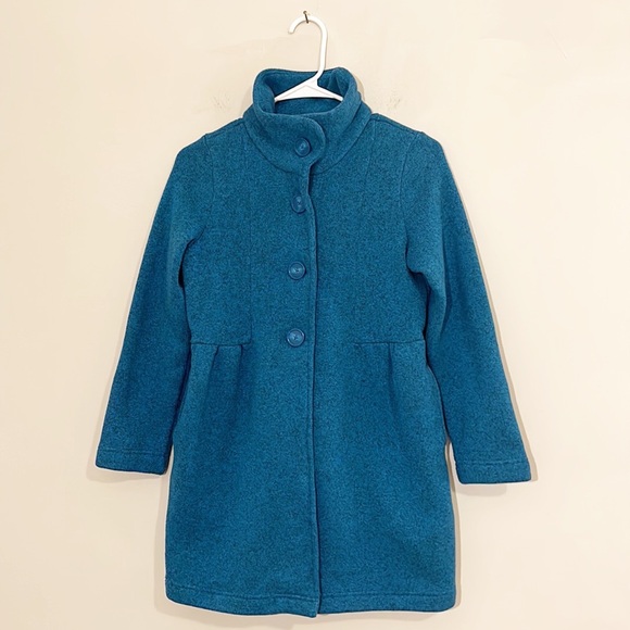 Patagonia Blue Teal Long Sleeve Collar Fleece Jacket Coat girls size XL 14 - Picture 5 of 8
